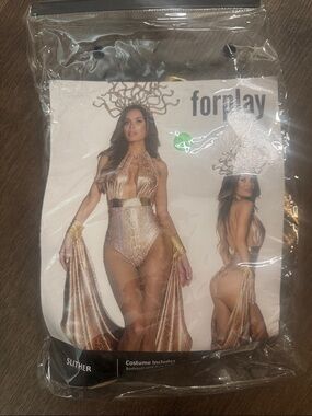 Forplay Metallic Gold Slither Bodysuit Halloween Costume Size Small/Medium